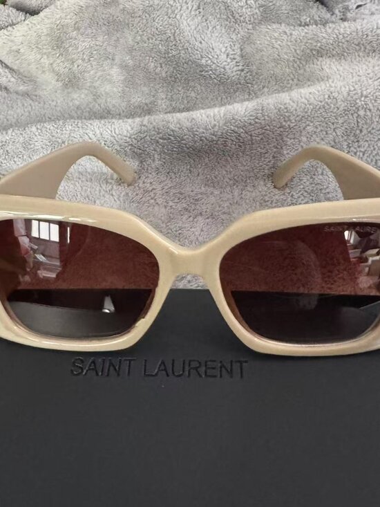 Saint Laurent Cream Square-Frame Sunglasses main image 6